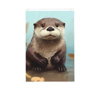 Graziosa bandiera da giardino di benvenuto con lontra, 0,6 x 0,9 m, non sbiadisce, doppia faccia, per casa, cortile, cortile, portico, prato