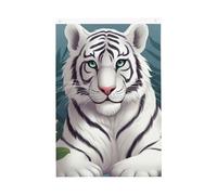 Graziosa bandiera da giardino di benvenuto con tigre bianca, 0,6 x 0,9 m, doppia faccia, non sbiadisce, per casa, cortile, cortile, cortile, prato, decorazione esterna