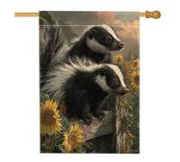 Graziosa bandiera da giardino nera e bianca, decorazione per esterni con girasole per primavera estate, striscione in iuta su entrambi i lati per la decorazione della casa e del prato 71 x 101 cm