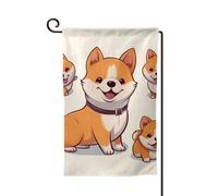 Graziosa bandiera da giardino per cani Shiba Inu verticale su entrambi i lati, 30,5 x 45,7 cm, per primavera, estate, stagionale, cortile, vacanze, fattoria, cortile, decorazione da appendere, taglia