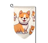Graziosa bandiera da giardino per cani Shiba Inu verticale su entrambi i lati, 30,5 x 45,7 cm, per primavera, estate, stagionale, cortile, vacanze, fattoria, cortile, decorazione da appendere, taglia