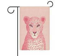 Graziosa bandiera da giardino rosa leopardata stagionale in iuta double face per casa cortile bandiere esterne 30,5 x 45,7 cm
