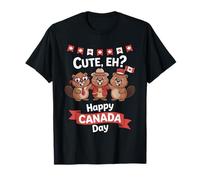 Graziosa bandiera Eh Happy Canada Day per ragazzi ragazze bambini Maglietta