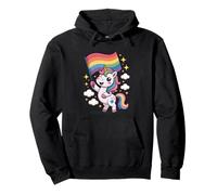 Graziosa Bandiera Kawaii con Unicorno, Arte LGBTQ Felpa con Cappuccio