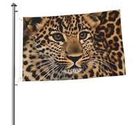 Graziosa bandiera leopardata da 0,8 x 0,9 m, stampa su entrambi i lati, bandiere da giardino, bandiera da cortile per esterni, bandiere per vacanze, banner regalo con occhielli sfondo fotografico per