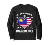 Graziosa Bandiera malese con Scritta in Lingua Inglese Malaysia Maglia a Manica