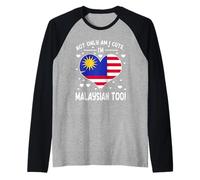 Graziosa Bandiera malese con Scritta in Lingua Inglese Malaysia Maglia con Maniche Raglan