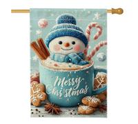 Graziosa bandiera natalizia da giardino con pupazzo di neve, decorazione natalizia su entrambi i lati, per uso invernale ed esterno, 71 x 101 cm