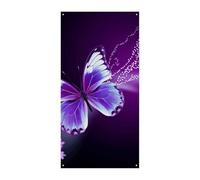 Graziosa bandiera viola con farfalla per porta, 90 x 180 cm, striscioni per feste, cartello di benvenuto stagionale, decorazione verticale da appendere per portico, ingresso, giardino, decorazione