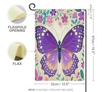 Graziosa bandiera viola da giardino con farfalla per casa prato cartello di benvenuto banner doppio lato piccole bandiere personalizzate per piscina, cortile, decorazione da parete per la casa, 32 x