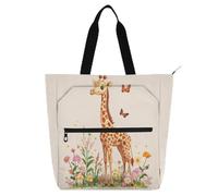 Graziosa borsa a secchiello per bambini, con giraffa, per bambini, donne, uomini, leggera, riutilizzabile, per scuola, shopping, viaggi, arcobaleno