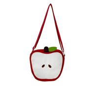 Graziosa borsa a tracolla con fetta di mela 3D, borsa a tracolla Kawaii con motivo a frutta, con stelo e foglia, cinturino rosso regolabile, regalo adorabile per ragazze e adolescenti (con ciondolo
