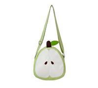 Graziosa borsa a tracolla con fetta di mela 3D, borsa a tracolla Kawaii con motivo a frutta, con stelo e foglia, cinturino rosso regolabile, regalo adorabile per ragazze e adolescenti (con ciondolo
