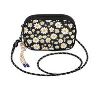 Graziosa borsa a tracolla nera con margherita borse a tracolla per telefono cellulare da donna casual borsa a tracolla da donna con cinturino in corda regolabile