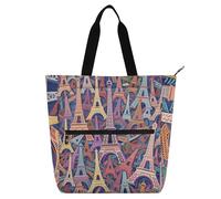 Graziosa borsa a tracolla per bambini con stampa della Torre Eiffel, per ragazzi, ragazze, adulti, impermeabile, con cerniera, per scuola e tempo di gioco