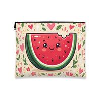 Graziosa borsa cosmetica a forma di anguria, borsa per trucco con frutta fantasiosa per donne, organizer portatile in tela con cerniera, borsa da viaggio primaverile, Rosso, 7x9 Inch, Anguria