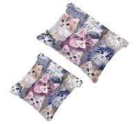 Graziosa borsa cosmetica senza cuciture alla moda con gatti, impermeabile, senza cerniera, chiusura automatica, mini custodia portatile da viaggio per cuffie e gioielli, Multicolore 01, 7.1x5.8