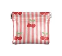 Graziosa borsa da donna in pelle a righe rosse con ciliegie piccole borse per cosmetici portatili per ragazze donne signore