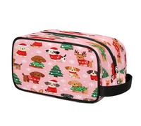 Graziosa borsa da toilette con albero di Natale per viaggi, trousse per trucchi e cosmetici, borsa da barba in poliestere impermeabile per uomini, donne e bambini, organizer portatile per bagno