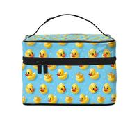 Graziosa borsa da trucco con stampa di anatra e corona, graziose borse per cosmetici da donna, grande borsa organizer da viaggio per il trucco