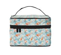 Graziosa borsa da trucco con stampa di pesce rosso, borsa da toilette carina per donne, grande borsa organizer da viaggio per il trucco