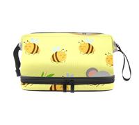 Graziosa borsa per cosmetici a doppio strato con koala addormentata con ape volante, per donne e ragazze, borsa da viaggio per trucchi pratica borsa organizer con scomparto per pennelli, Multi,