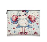 Graziosa borsa per cosmetici con pompon, allegra borsa da viaggio in stile cartone animato per donne, piccola borsa portatile in tela con cerniera, regalo per le vacanze, borsa da toilette per la cura