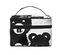 Graziosa borsa per cosmetici da viaggio con bottiglia di latte e orso, borsa da toilette da viaggio per uomini e donne, adatta per articoli da toeletta cosmetici, Nero , Taglia unica