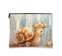 Graziosa borsa per il trucco a forma di lumaca, borsa da viaggio per donne, piccola borsa portatile in tela con cerniera, regalo per festival di primavera, Multicolore, 7x9 Inch, Lumaca