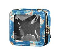 Graziosa borsa per il trucco con frutta, banane, mele, pere, in stile scandinavo, piccola, trasparente, per donne e ragazze, Carino Gatto Bianco Astronauta Galleggiante nello Spazio, Taglia unica