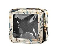 Graziosa borsa per il trucco con frutta, banane, mele, pere, in stile scandinavo, piccola, trasparente, per donne e ragazze, Farfalla Bella Marrone, 1 Size