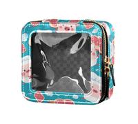 Graziosa borsa per il trucco con frutta, banane, mele, pere, in stile scandinavo, piccola, trasparente, per donne e ragazze, Pancetta Chef, Taglia unica