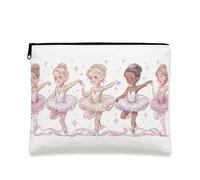 Graziosa borsa per il trucco da balletto, elegante borsa da viaggio per donne, piccola borsa portatile in tela con cerniera, regalo per gli amanti della danza, bianco, 7x9 Inch, Balletto