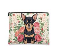 Graziosa borsa per il trucco floreale, borsa cosmetica vintage con peonia da donna, organizer da viaggio portatile, borsa da toilette primaverile per la cura della pelle, Pesca, 7x9 Inch, floreale