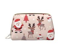 Graziosa borsa per il trucco in pelle con cerniera a mano per vacanze natalizie per articoli vari, bianco, Taglia unica