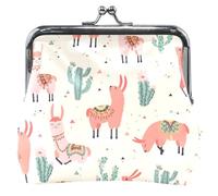 Graziosa borsa per monete in alpaca, da donna, in pelle, con fibbia carina, con chiusura a bacio, per ragazze, beige, dolce cactus alpaca, beige, taglia unica, Dolce cactus alpaca, beige, Taglia unica