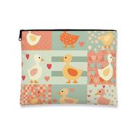 Graziosa borsa per trucchi a forma di anatra, adorabile astuccio per cosmetici patchwork da donna, organizer portatile con cerniera per viaggi, regalo di primavera, Multicolore, 7x9 Inch, Paperella