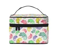 Graziosa borsa per trucchi con camaleonti, graziosa borsa per cosmetici da donna, borsa da toilette, grande borsa organizer da viaggio per il trucco