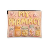 Graziosa borsa per trucchi in farmacia, elegante astuccio da viaggio per cosmetici, da donna, portatile, in tela, con cerniera, regalo per San Valentino, Pesca, 7x9 Inch, Farmacia