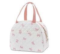 Graziosa borsa termica per il pranzo, in cotone, portatile, perfetta 27 x 22 x 15 cm, in tessuto di cotone, adatta per uso esterno e quotidiano, rende l'ora del pranzo più piacevole ed elegante