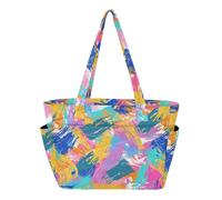 Graziosa borsa tote da donna borsa da spiaggia per viaggi quotidiani con scomparto colorato schizzi di vernice