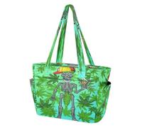 Graziosa borsa tote da donna borse da spiaggia per lavoro, viaggi, palestra con scomparto teschio cappello da baseball foglia di marijuana fumo