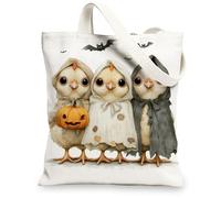 Graziosa borsa tote in tela, adorabile motivo gufo, riutilizzabile, leggera, lavabile, con tracolla, per palestra, viaggi, spiaggia, picnic, 33 x 38 cm