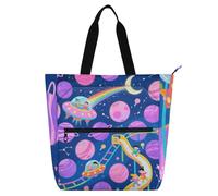 Graziosa borsa tote per bambini, motivo pianeta, viola, per ragazzi, ragazze, donne, robusta, resistente, riutilizzabile, per biblioteca, libri, borsa della spesa, per scuola, shopping, spiaggia