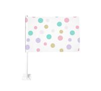 Graziosa clip per finestra per esterni a pois pastello per auto, 30 x 45 cm, decorazione per auto su entrambi i lati