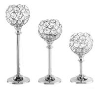 Graziosa collezione di portacandele elettrolitici che supporta l'integrazione con cristalli e per mini ridimensionamento in matrimoni, ospitalità e ambienti domestici (argento)