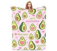 Graziosa coperta con avocado da donna, per soggiorno, biancheria da letto, divano, morbida, calda, leggera, accogliente, coperta con avocado rosa e cuore, decorazione per San Valentino, 101,6 x 127 cm