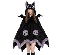 Graziosa coperta con cappuccio a forma di pipistrello, coperta indossabile per adulti, per Halloween, cosplay, mantello con cappuccio morbido da donna, Mazza, taglia unica