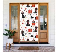 Graziosa copertura decorativa per porta con stampa di gatto, decorazione per interni ed esterni, primavera, estate, autunno, inverno, Halloween, Natale, decorazioni per la casa