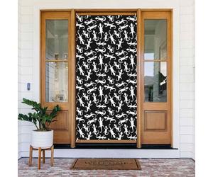 Graziosa copertura decorativa per porte con lucertola bianca e nera, decorazione per interni ed esterni, primavera/estate/autunno/inverno, decorazioni natalizie di Halloween